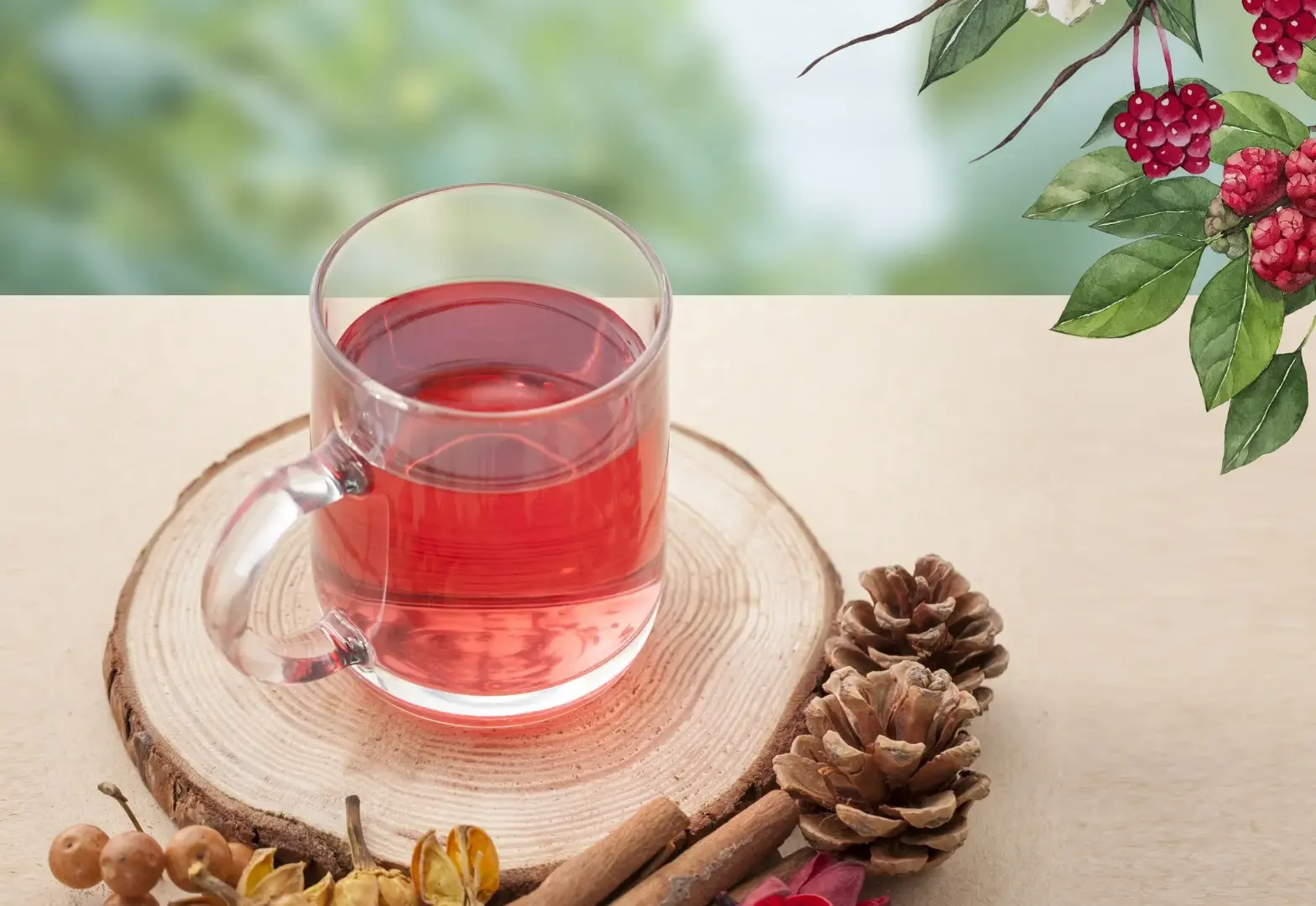 Cup of schisandra tea made with schisandra syrup