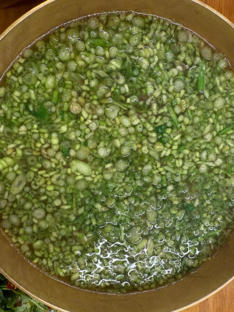 Traditional Korean minari hot pot served at Neungdong Minari restaurant in Seoul