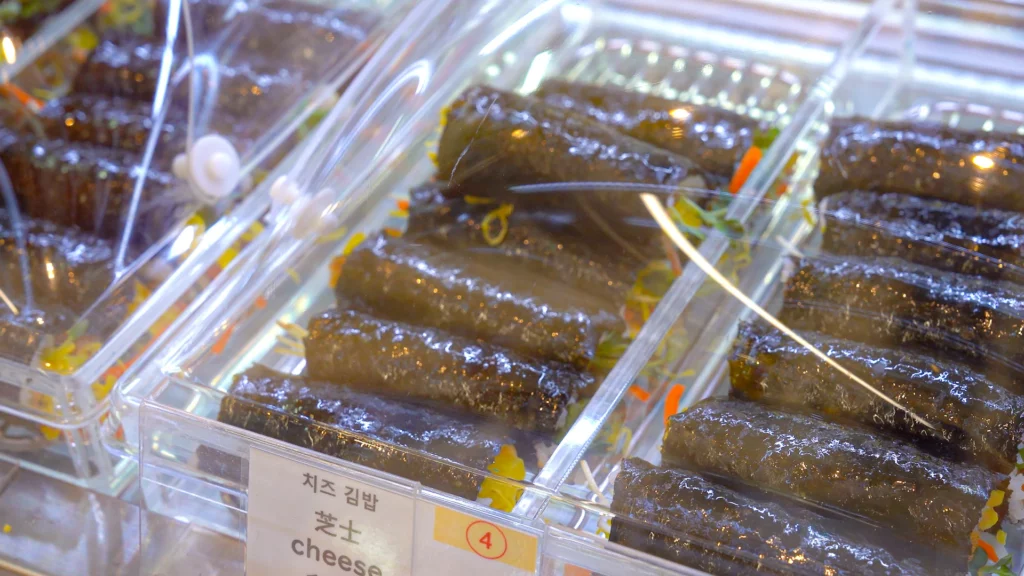 Cheese mini gimbap labeled